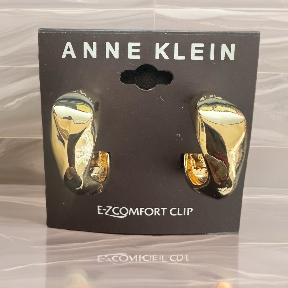 Anne Klein Gold-Tone E-Z Comfort Clip Hoop Earrings.
